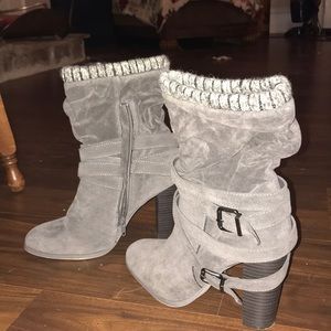 Grey bootie heels